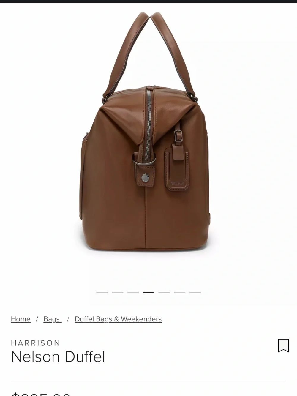 Tumi Brown Leather Duffel - Medium Weekender